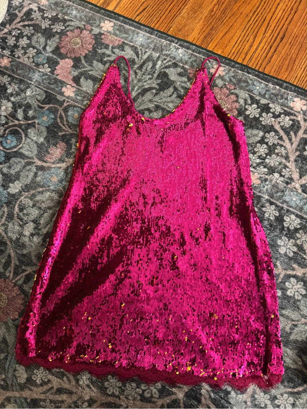 Women’s Free People Sequin Slip Dress - Fuchsia Sz L
